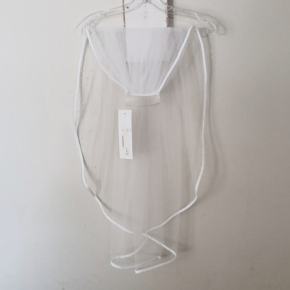 Bridal Veil with Satin Edging and Rhinestones